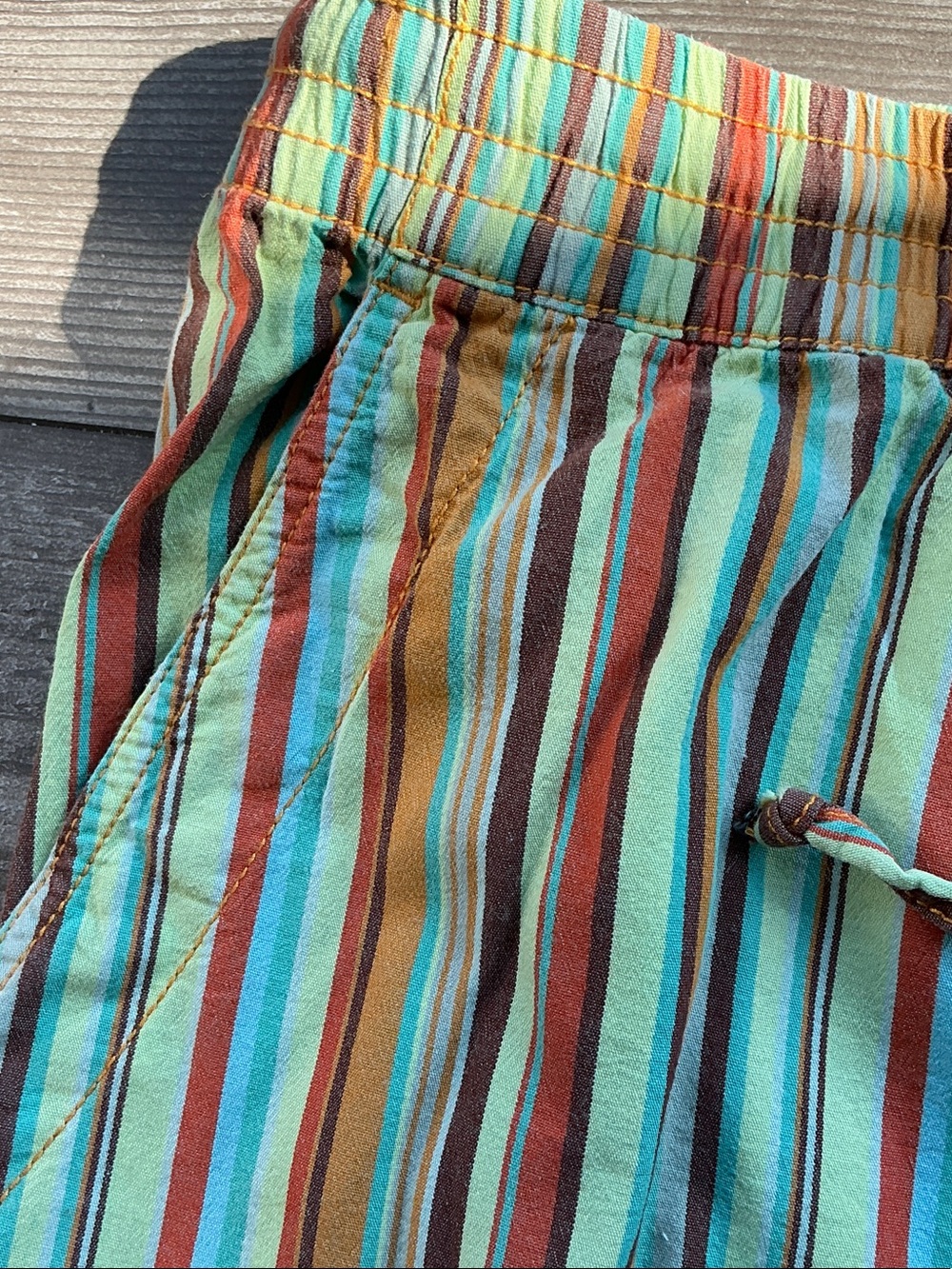 Ladies Bermuda Striped Drawstring Shorts - Multi-Color L - Picture 4 of 7